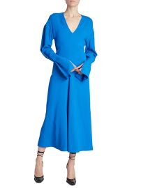 Shop Victoria Beckham Pleated Fit-amp-Flare Midi-Dress at Saks Fifth Avenue